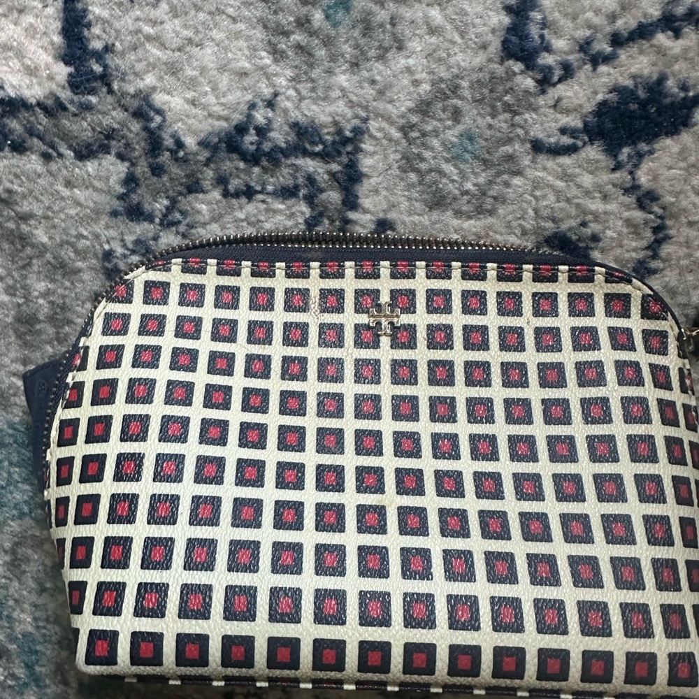 Tory Burch Navy Monogram Lining Pouch